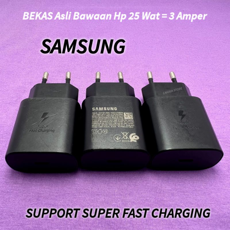 Adaptor Samsung SEIN Galaxy Super Fast Charging ZFold 2 ZFold 3 ZFold5 S22 S22Plus S22Ultra S23 S24Ultra M23 M31S M33 A70 A71 A72 A33 A34 A53 Charger Ory Cabutan Hp Second Original