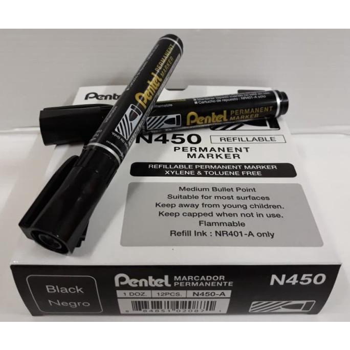 

Spidol Pentel Permanent Marker N450 - Hitam (Pack 12 Pcs)