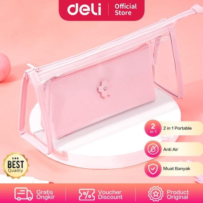 

Deli Pencil Pouch / Tempat Pensil Lucu Material Pvc 2In1 66606