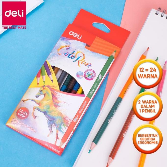 

Deli Duo Colored Pencil 12Pcs 24C [Ec00520] - Pensil Warna Anak-Anak