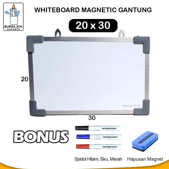 

Papan Tulis Magnetic Whiteboard Gantung 20 X 30 Spidol H,M,B Hapusan