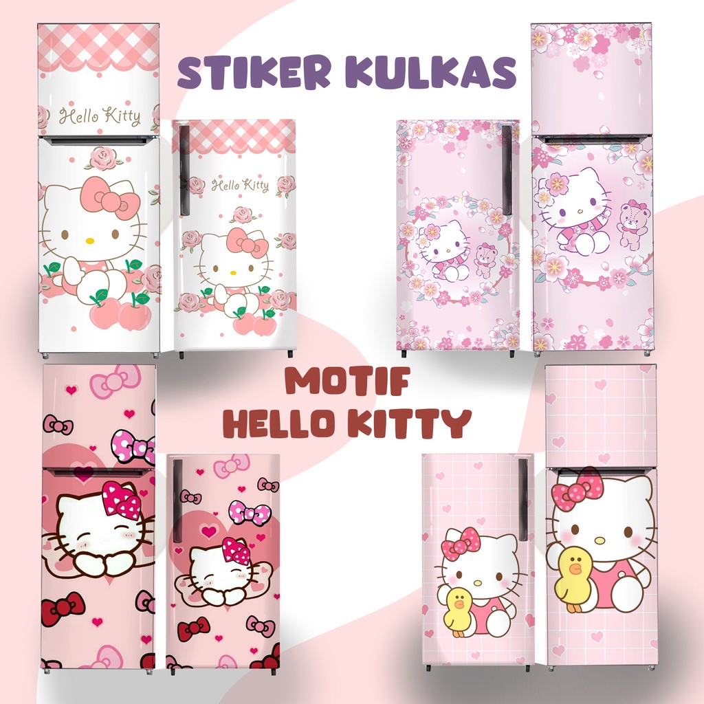 SETIKER STICKER KULKAS 1 PINTU - STIKER KULKAS 2 PINTU MOTIF  HELLO KITTY