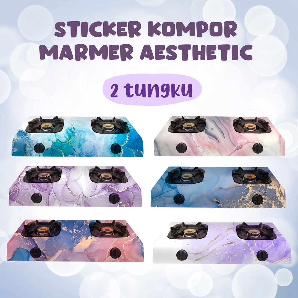 Setiker Sticker Kompor 2 Mata Tungku Marmer Abstrak ART Dapur Aesthetic