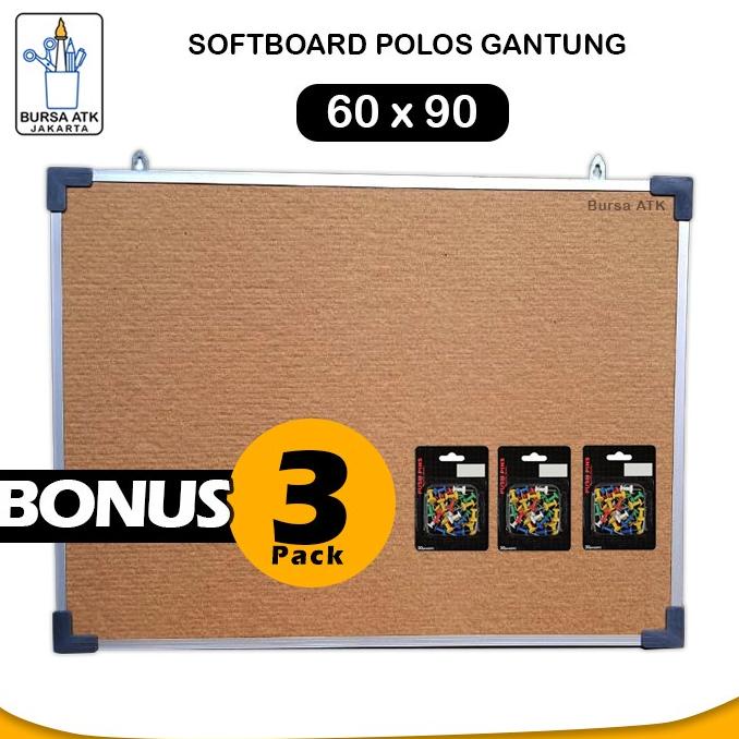 

Softboard Polos 60X90 Gantung Pin Board Push Pin Papan Mading 3Pak Pin