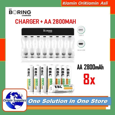 My Boring Charger 8 Slot Aa Aaa + Ebl Battery Aa High Capacity 2800Mah