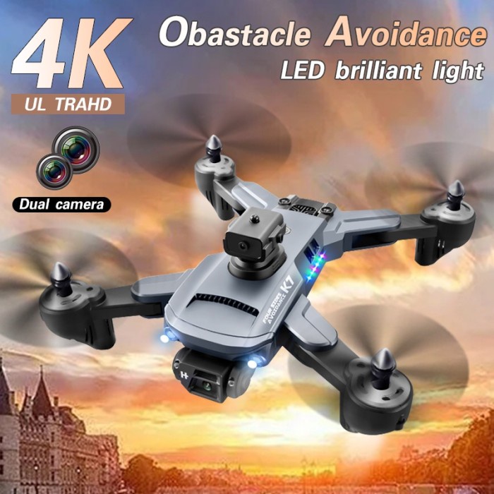 DRONE K7 DUAL CAMERA 4K FPV OPTICAL FLOW LED LIGHT VS E99 PRO S91 ORIGINAL