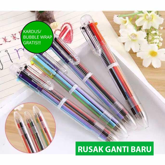 

(BISA COD!!!) Pulpen 6 in 1 Pena Bolpoin Warna-Warni Multi Colored Pen