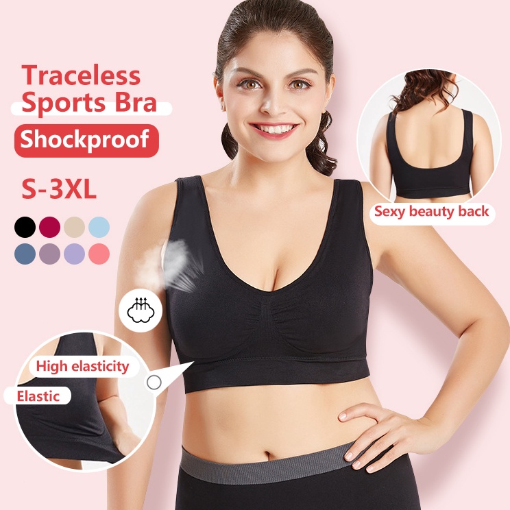 ➜Stock Banyak✺➥ 6QCOL Jumbo push up seamless Sport Bra Busa Sport Bh Tanpa Kawat Bra Olahraga Wanita