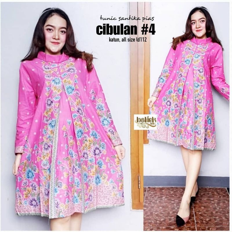 TUNIK BATIK PINK BAJU BATIK TUNIK PINK PRIMISIMA LD 105-120 CM