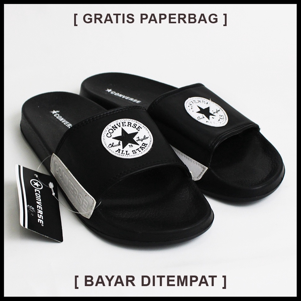 MENARIK|| Sendal Selop Distro Pria Convrsee99 All Star Chuck Taylor Hitam Fullblack / Sendal Slip On