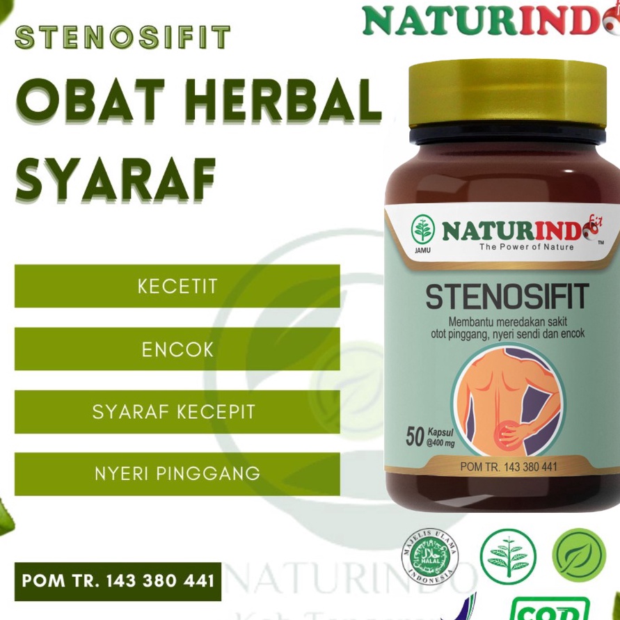 

✓ Naturindo Stenosifit Obat Herbal Memperbaiki Meredakan Sistem Sakit Pinggang Belakang Nyeri Sendi Dan Tulang Terjepit Saraf Syaraf Kejepit Terjepit Mengobati Encok Pegel Linu 100% Halal Bpom Tangerang