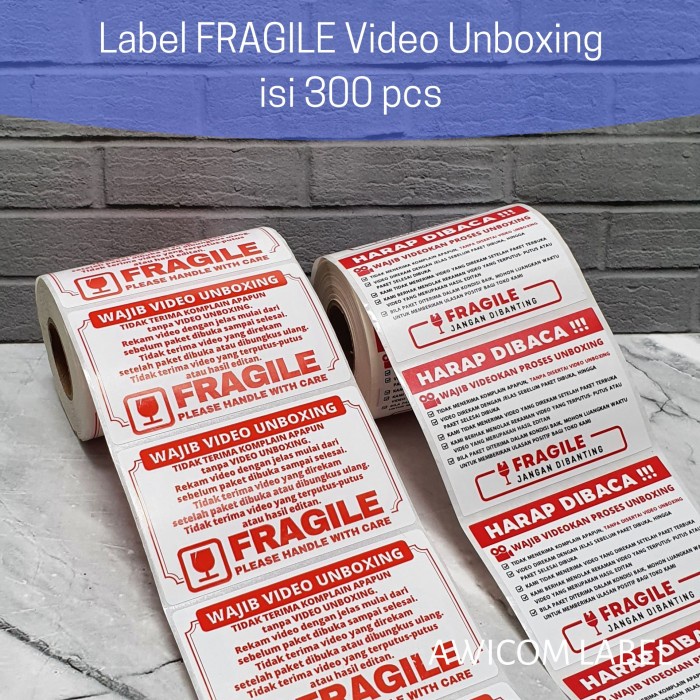 

Terlaris Label Sticker Fragile Wajib Video Unboxing Stiker 80X50 Isi 300