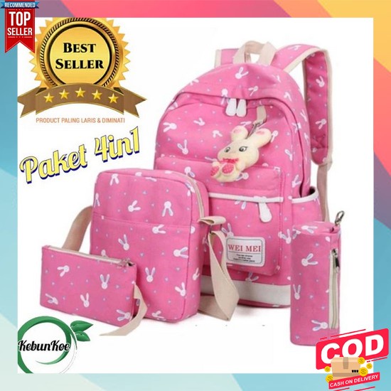 Tas Ransel Sekolah Sd Smp Sma Anak Perempuan Motif Rabbit / Tas Ransel Anak Perempuan / Tas Sekolah 