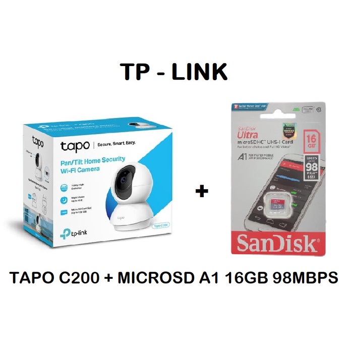 BUNDLING/PAKET IP CAM TAPO C200 & MICRO SD SANDISK ULTRA 140MBPS A1