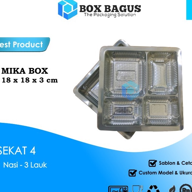 

Jangan Sampai Kehabisan!!!❄️ MIKA BOX SEKAT 4 ALAS DALAMAN DUS HAMPERS KOTAK NASI 18x18 cm BENING (isi 50 pcs)