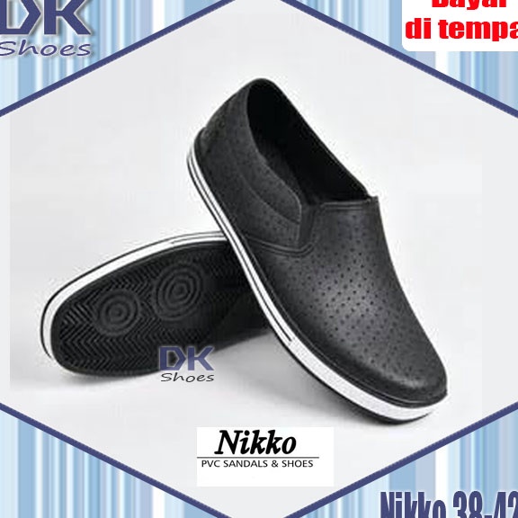#Sale★ ES0O7 DK Shoes - Nikko 8120 Bintik / Sankyo 38-43 Sepatu Karet Laki Hitam Murah J39 Ready