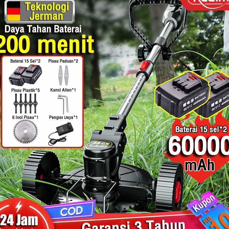 Belanja hemat ⚡ 2 baterai ⚡KUALITAS JERMAN Reaim 288V Mesin Pemotong Rumput listrik pemotong rumput 