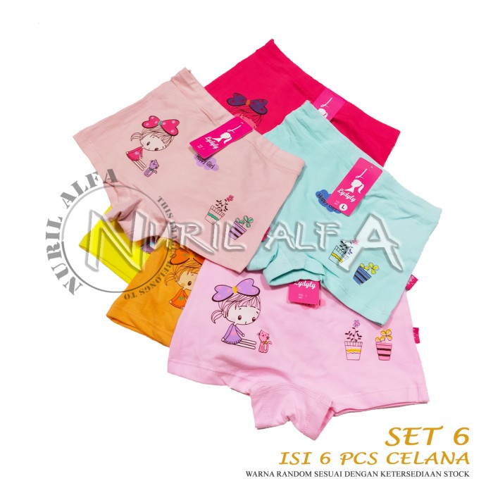 Terlaris [6 Pcs] Celana Dalam Anak Perempuan Lydyly Model Boxer Cd Girls