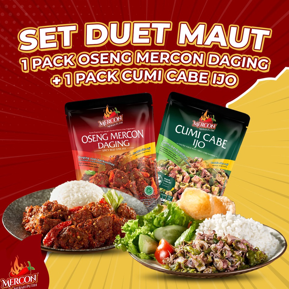 

[KODE PRODUK HAIDH6083] Mercon Merah Putih - Set Duet Maut || Oseng Mercon Daging + Cumi Cabe Ijo