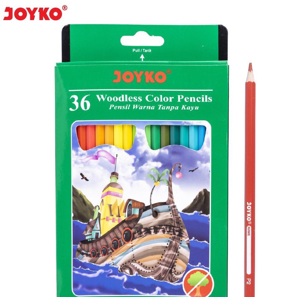 

[KODE PRODUK RDT0D81100] (ISI 36WARNA) Joyko Pensil Warna Woodless Color Pencils Hexagonal Grip CP-122