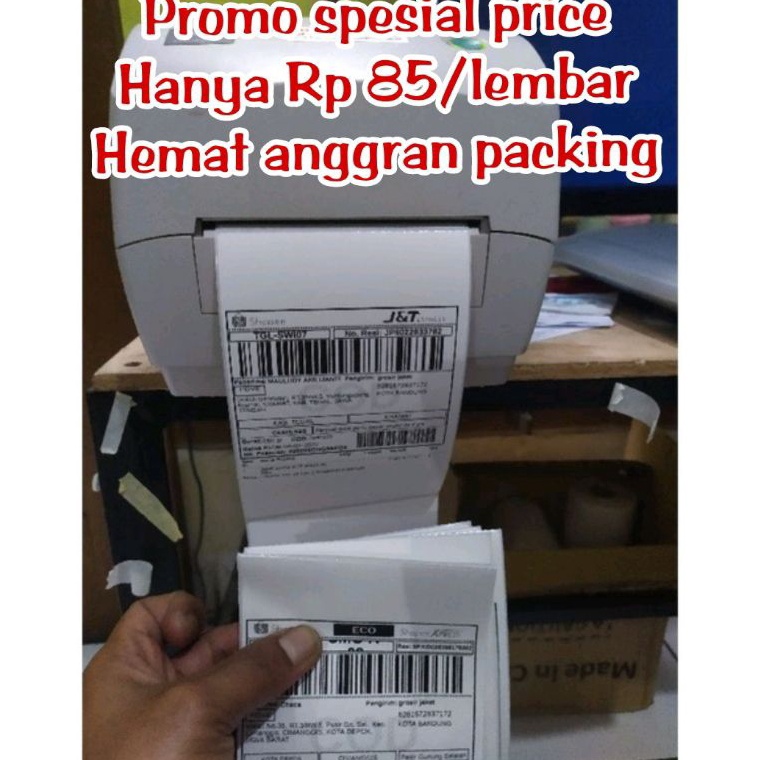 

12.12 Promo Brand kertas thermal 100x150 dan 100x100 isi 500 direct thermal gas !!