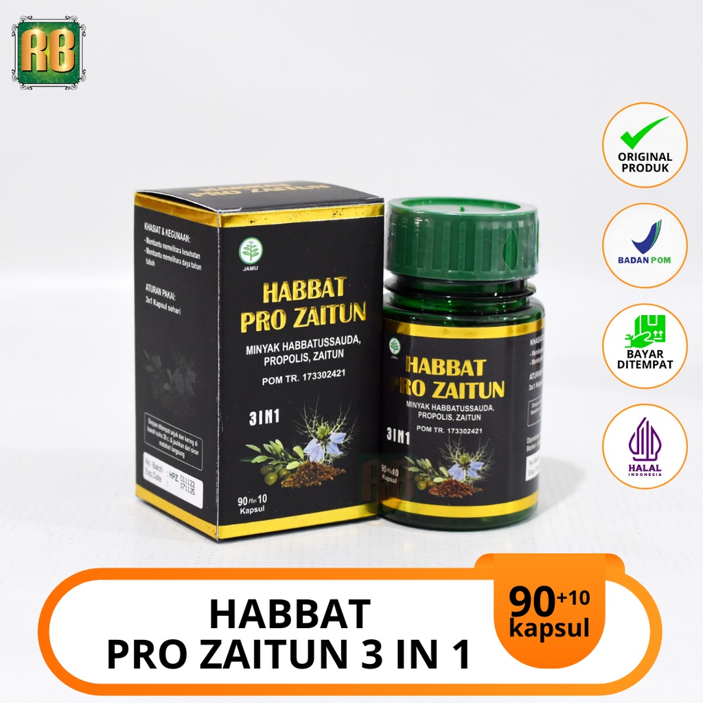 Habbat Pro Zaitun 3 in 1 Habbatussauda Oil Murni Plus Zaitun Kapsul Herbal Obat Habatussauda Isi 100