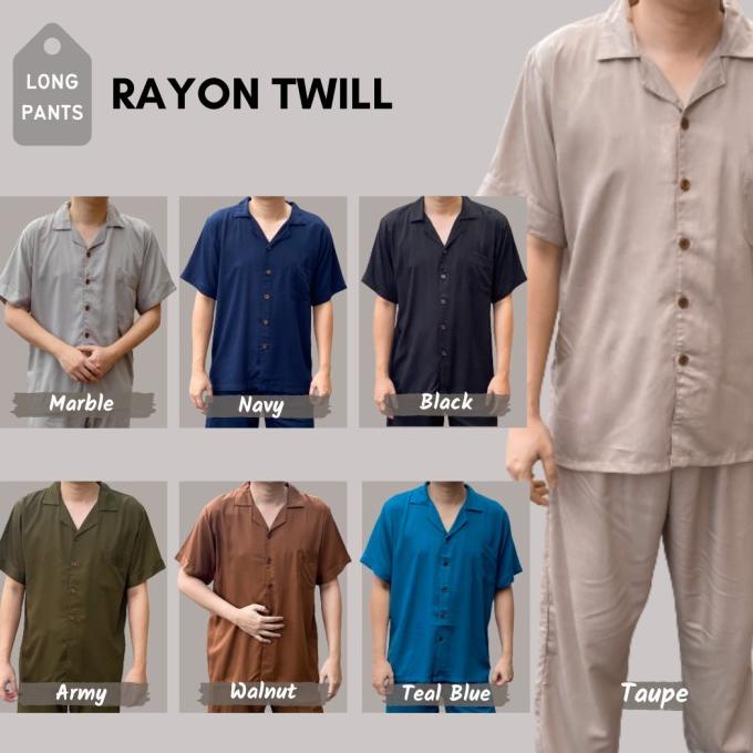 New Setelan Pria / Kemeja Polos / Piyama Polos Pria Baju Tidur Pria Rayon Berkualitas