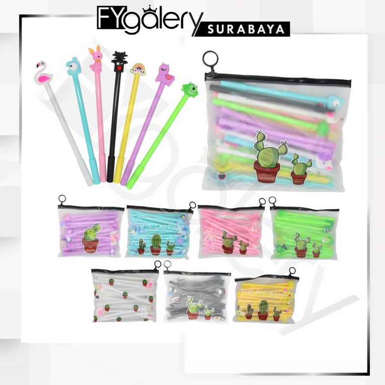 

Ready.. FYGALERYSURABAYA HL0078 Pena Karakter Set Pouch Isi 20 Pcs Tempat Pensil Transparan Zipper Bag 73