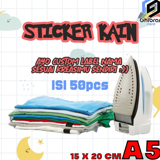 

➵Ready Stock⁎ AMABI ( 1 HARI JADI )Stiker nama baju Label baju custom nama sablon strika isi 50PCS A71 ➠Harga Termurah