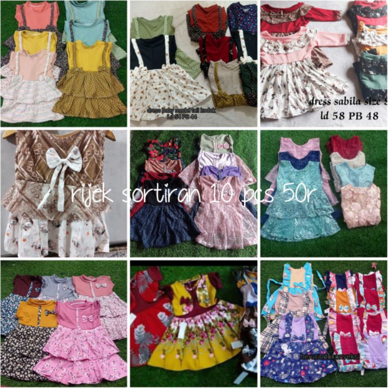 Kualitas Premium.. dress 1-2 thn rijek /sortiran konveksi 10 pcs 50rb 0JG