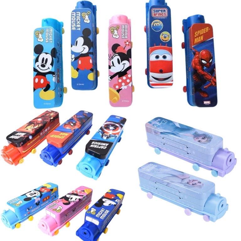 

Jaman Now.. disney pencil case train shape two layers kotak pensil bentuk kereta dua tingkat dengan serutan 83