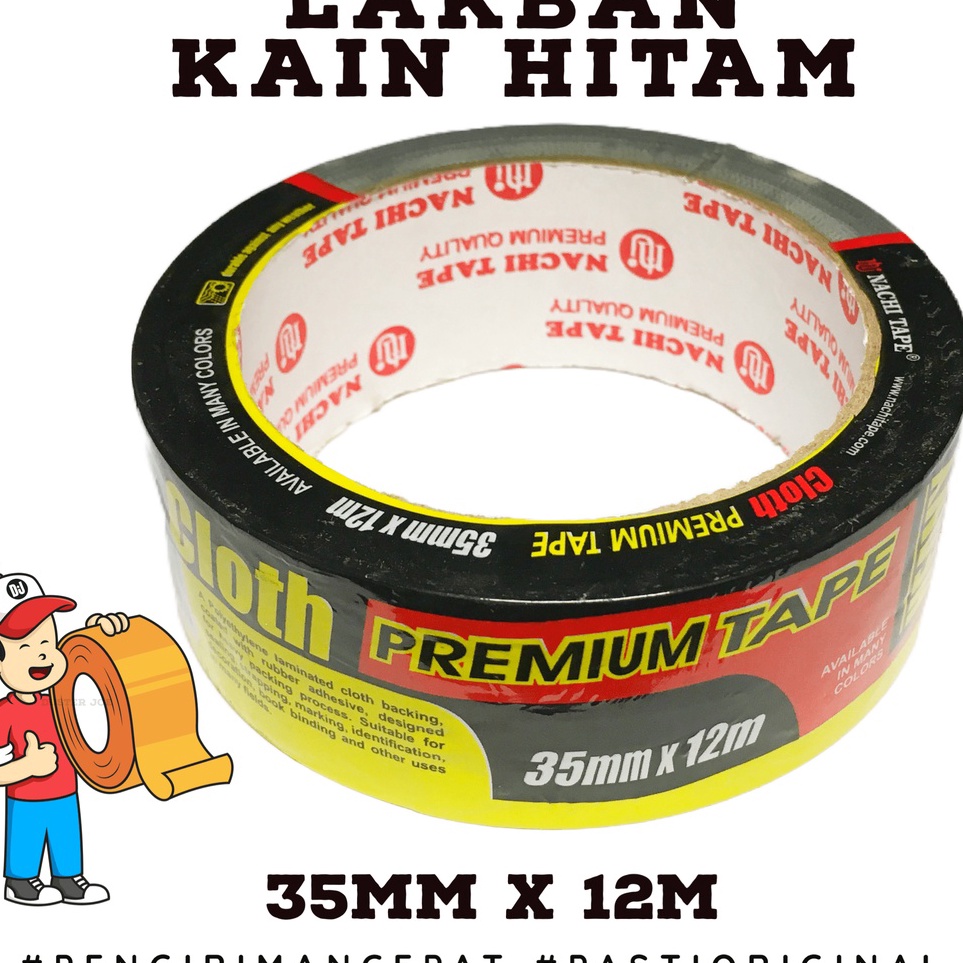 

Bagus!!!!!! Lakban Kain Hitam Nachi 1.5 inch 35mm 12M / Cloth Nachi HITAM PER 1 ROL