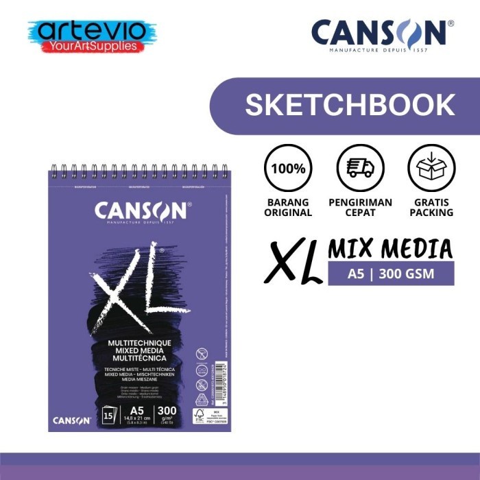 

Terlaris Buku Sketsa / Buku Gambar / Sketch Book / Canson Mix Media - A5