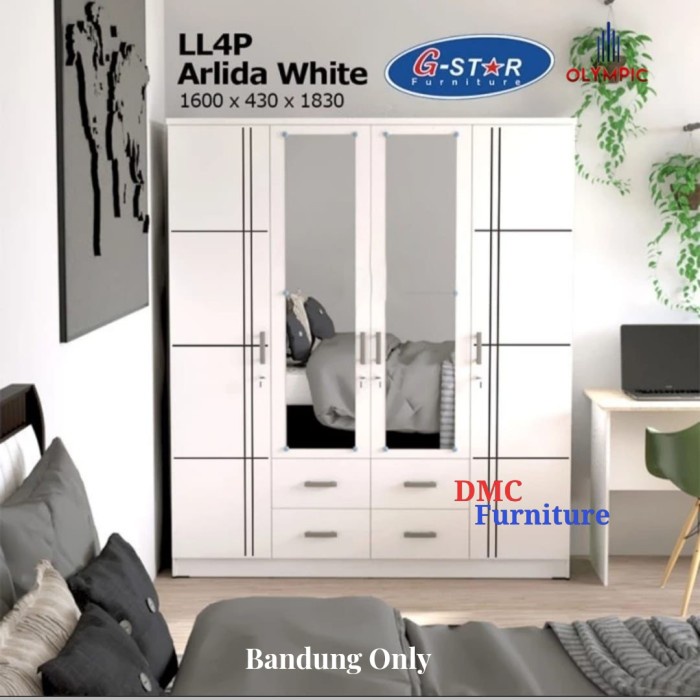 Terlaris Lemari 4 Pintu Putih Lemari Baju Lemari Pakain Lemari Murah Putih
