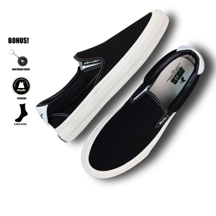 Terlaris Sepatu Mavelin Lucky Black - Sepatu Slip On Slop Pria Wanita