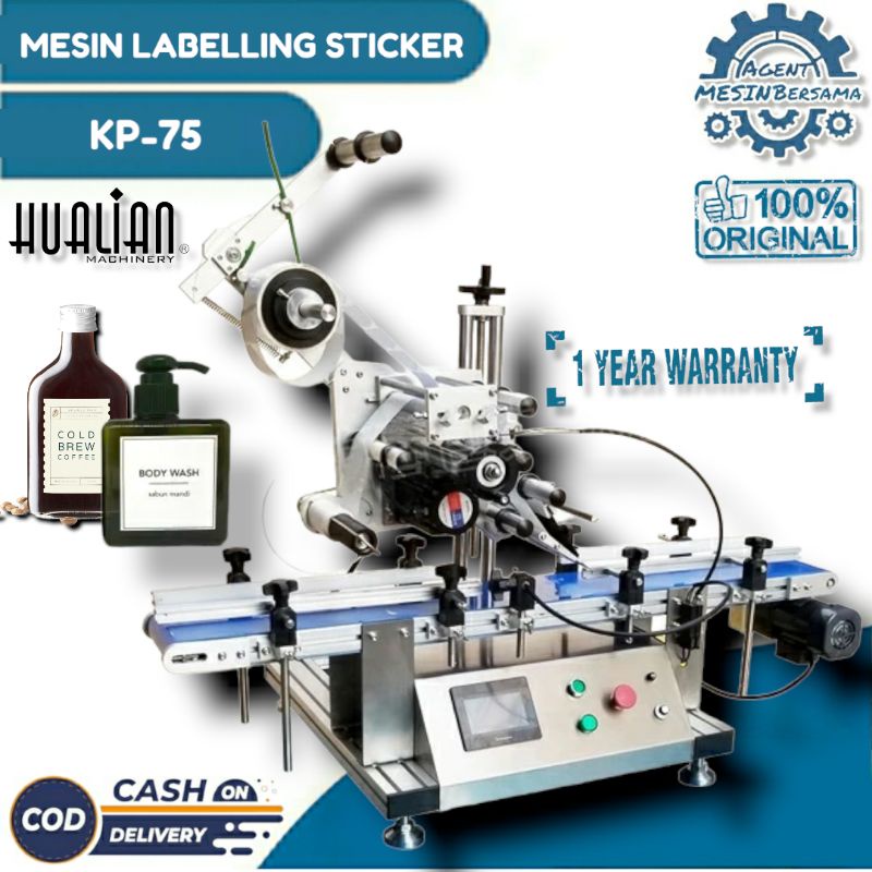 

Mesin Automatic Labelling Sticker Botol KP-75 Mesin Otomatis Tempel Sticker Label Kemasan Produk Botol Flat / Kotak Hualian