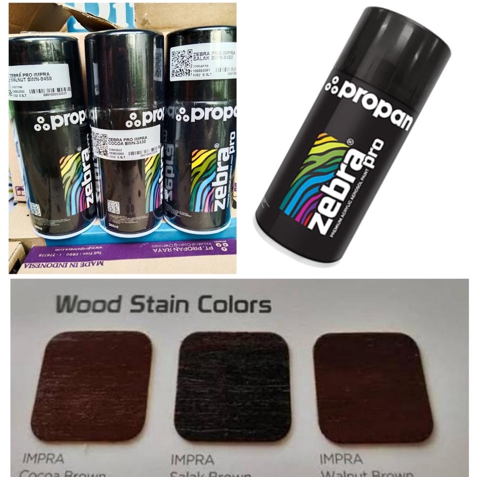 ➢☋★✭ pilok pilox cat propan zebra pro wood stain colors pilok pilox motif kayu impra cocoa brown 343