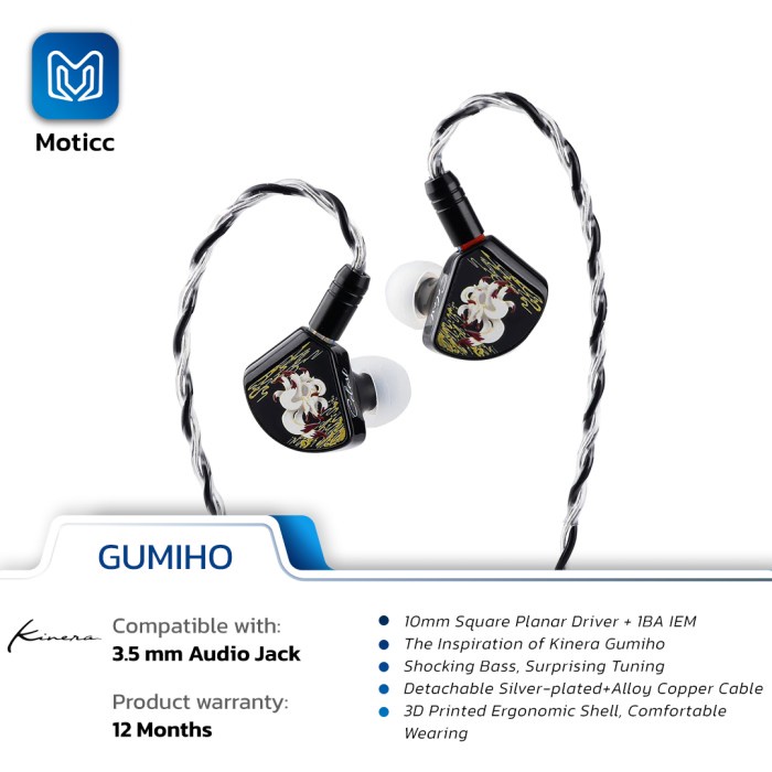 KINERA Celest Gumiho Square Planar Driver + BA In Ear Monitor Earphone