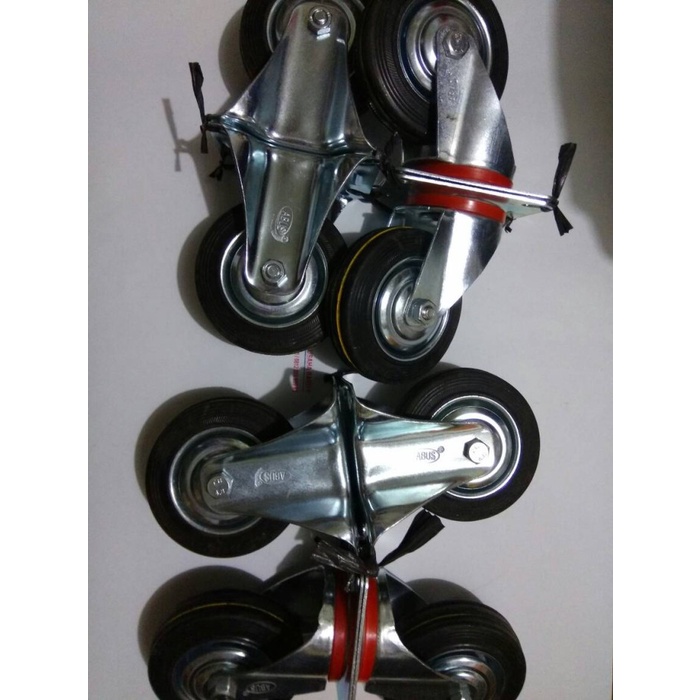 Terlaris Roda Trolly / Roda Karet/ Roda Etalase 4Inch Set