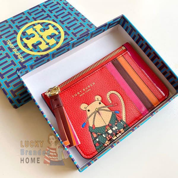 

Dompet Tory Burch Card Holder Rita The Rat Top Zip Card Case Original