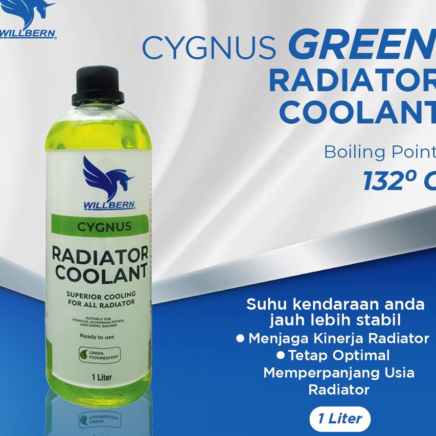 Terbaik.. Radiator Coolant Hijau Ready To Use Willbern Cygnus Anti Freeze untuk Mobil/Motor volume 1