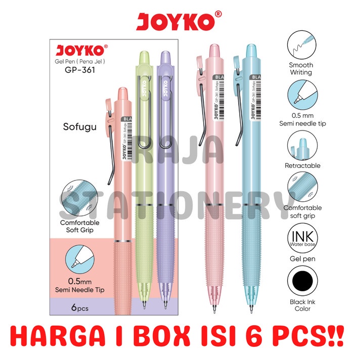 

Terlaris Joyko Gel Pen Clicker 0.5Mm Pastel Pen Joyko Jel Cetek Gp-361 [6Pcs]