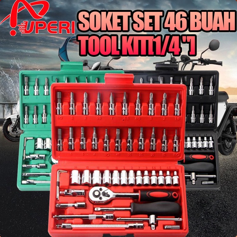 yons -30 Set Kunci Socket 46 PCS full Set (1/4 ") Pas Ring L Motor Kunci/kunci l set tekiro lengkap/kunci ring pas 1 set lengkap 0VK