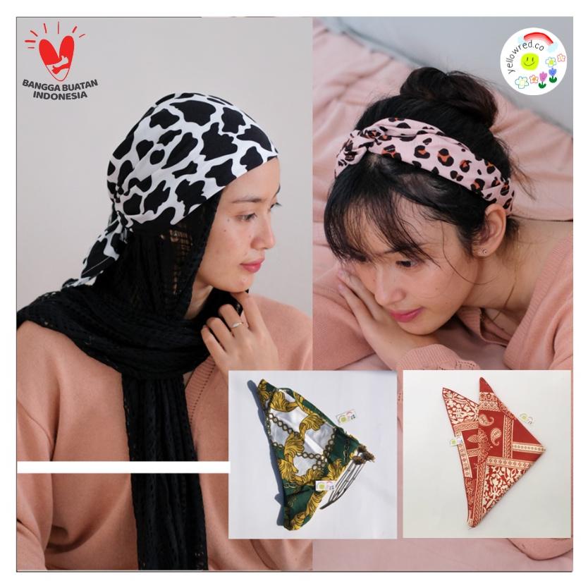 Terbaik Bandana  Motif / Triangel Bandana Segitiga Scraf Korea Prints / Satin Silk / Head Scrafs Mot