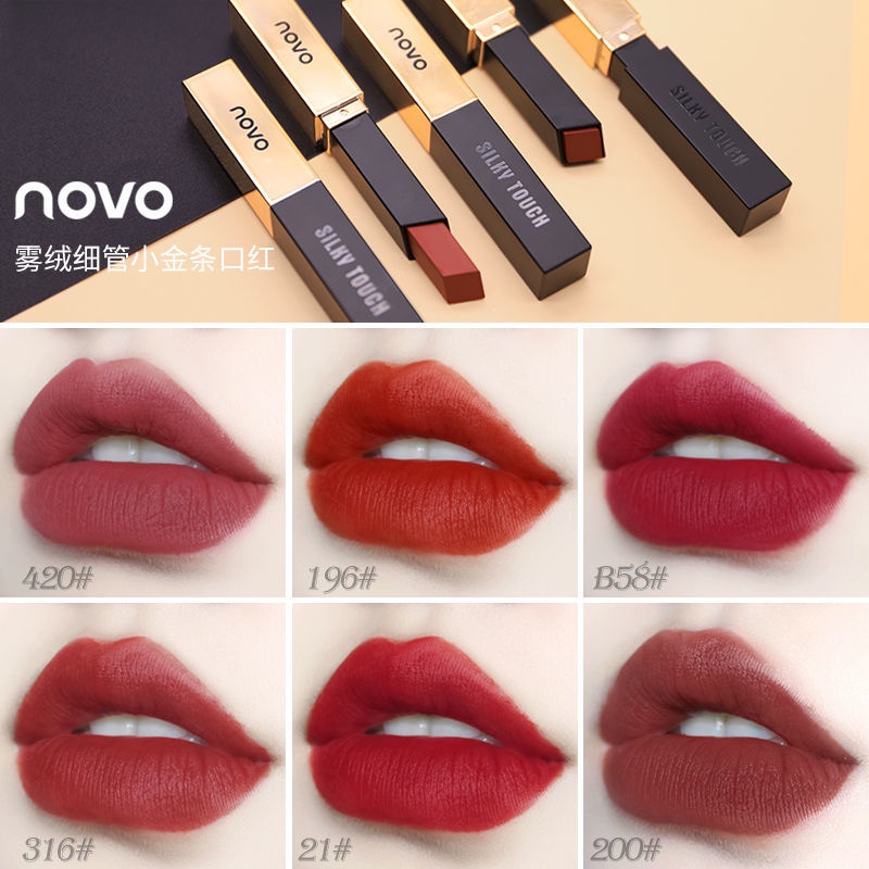 ™∏novo batangan emas kecil lipstik beludru matte matte Li Jiaqi 21 tabung emas kecil lipstik penggan