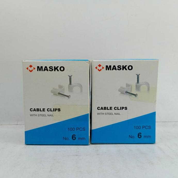 

jual klem kabel round cable clip penjepit kabel masko 6mm paku beton 100pc