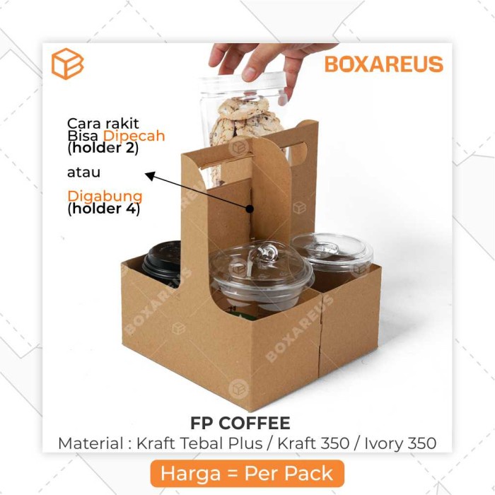 

Bestseller Cup Holder Kopi Box Takeaway Botol Packaging Jar Toples Fp Coffee
