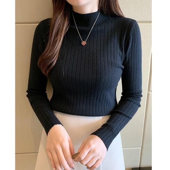 Korean Turtleneck Knit Lengan Panjang import Atasan inner Fashion A710 mama