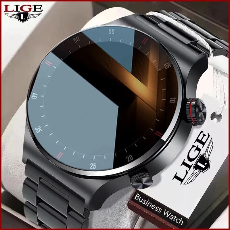 LIGE Smart Watch Men Full Touch Bluetooth Call Sport Watch ECG Health Tracker Men Smartwatch Waterproof For Android Ios