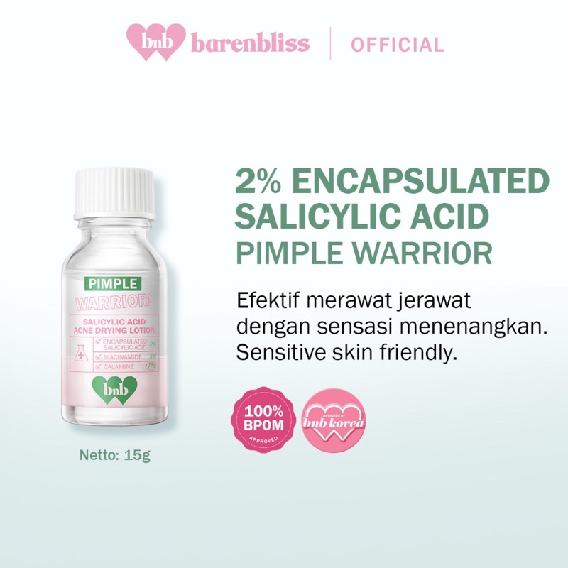 BNB barenbliss Pimple Warrior! Salicylic Acid Acne Drying Lotion 15g 35g - Acne Spot Treatment Care travel size / full size